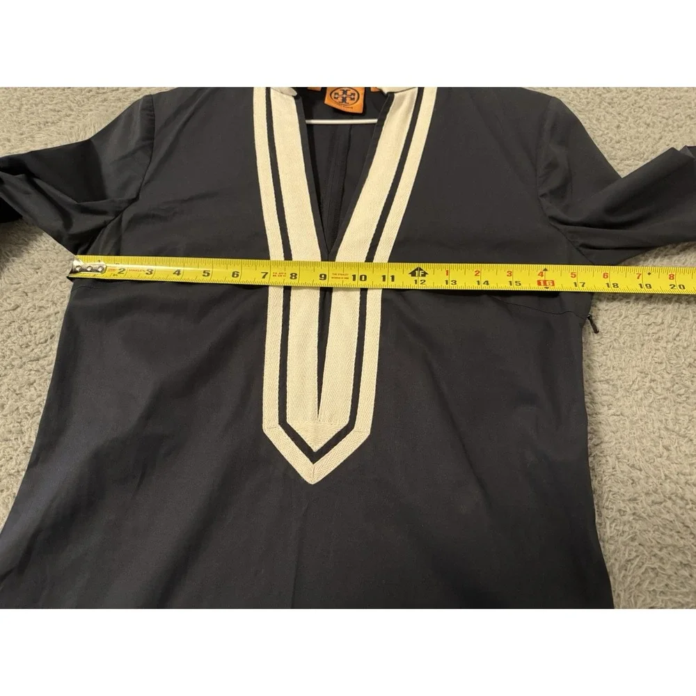 TORY BURCH Navy White Tory Tunic Dress Size 2 Cruise Resort‎